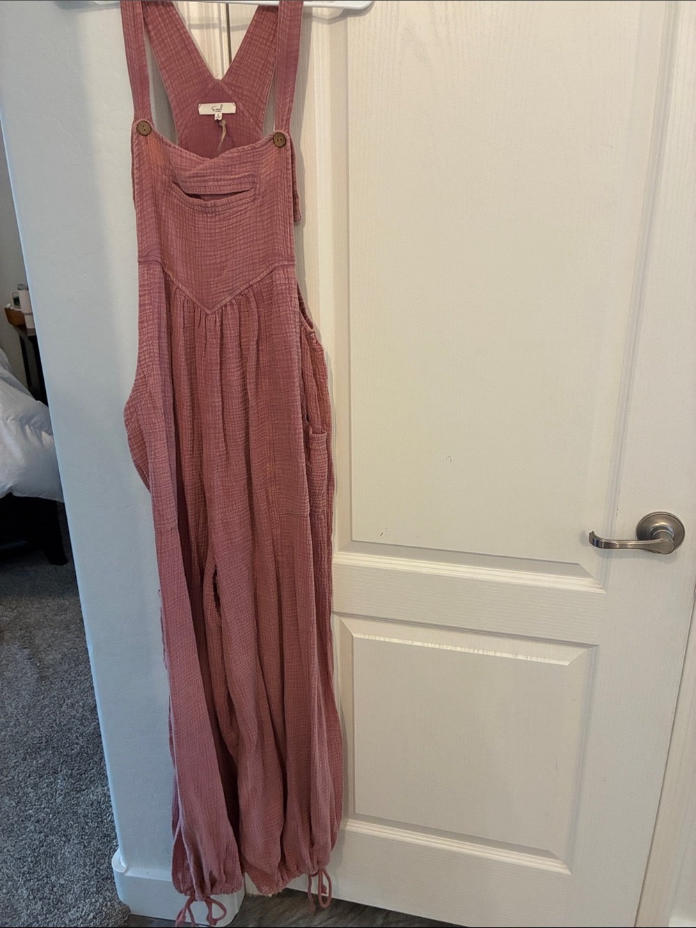 easel Dusty Rose Gauze Overalls Jumpsuit